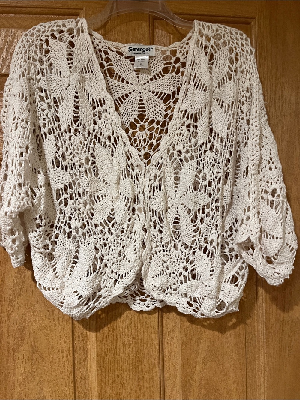 Serengeti Cream Crochet Floral Openwork Cardigan 2X